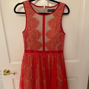 Forever Unique Red Lace Dress